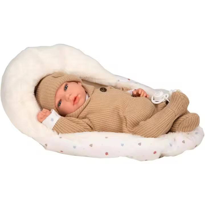 Muñeca Bebé Reborn Olona de 40 Cm con Saco de Dormir Beige Juguetes Arias - 1