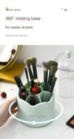 Organizador giratorio para brochas de maquillaje, organizador de brochas de maquillaje, cosméticos, cepillos de pelo, almacenamiento para tocador, baño, encimera, escritorio. - details 3