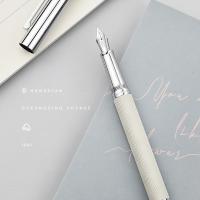 HongDian 1843 Pluma Fuente De Metal Con Patrón Ondulado Serie Voyager Nib Iridium EF F Para Escritura Oficina Caligrafía Plata Marrón Azul - details 8