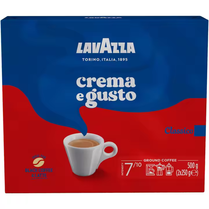 LAVAZZA  total 1kg café molido natural Crema e Gusto classico intensidad 7/10 envases 4*250g total 1kg - 1