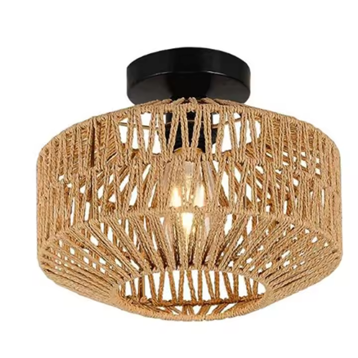 Lámpara De Techo De Rotura E27 Con Luz LED Tejida a Mano Para Decoración Moderna De Hogar Habitación Dormitorio Sala De Estar - 1