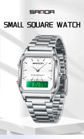 Reloj De Pulsera Cuarzo Digital Para Hombre SANDA 747 Resistente Al Agua Acero Inoxidable Estuche Cuadrado Luminoso Y Resistente Al Shock - details 0