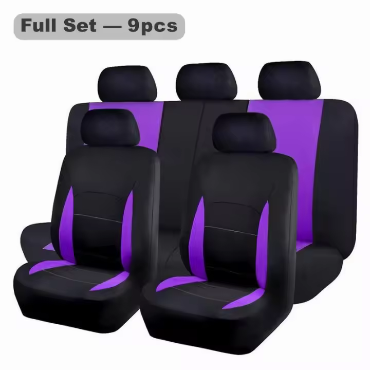 Funda universal para asiento de coche de malla de poliéster adecuada para modelos de cinco plazas, juego de 9 piezas - 1