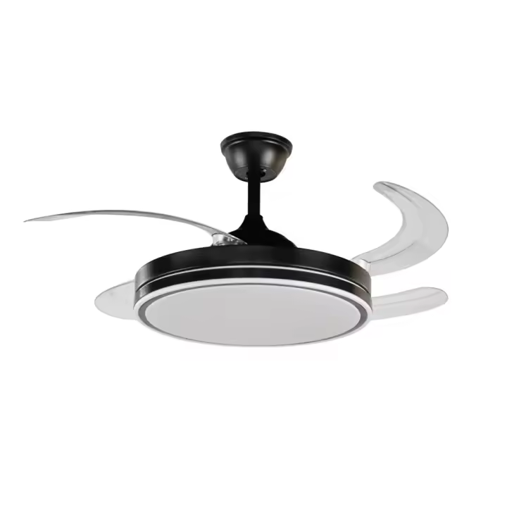TODOLAMPARA.COM VENTILADOR DE TECHO CON LUZ LED APP MOVIL FACIL MONTAJE EN TECHO DC LED ATENUABLE RETRACTIL 4 ASPAS 107cm DIÁMETRO - Opción Sin Pitido, Temporizador, Control Invierno Verano, 3 Tonos, Modo Brisa, Bajo consumo, Memoria, 6 Velocidades - 1