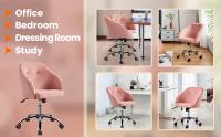 Silla de Oficina Giratoria de 360° de Terciopelo con Altura de Asiento Ajustable Silla Terciopelo Carga 136 KG Rosa - details 2