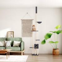vidaXL Árbol rascador gatos suelo a techo 258,5-284,5 cm en color Gris oscuro/Crema/Gris claro - details 0