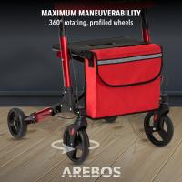AREBOS Caminador Andador Plegable de Aluminio con Ruedas Ligero con Frenos 136kg Rojo - details 24