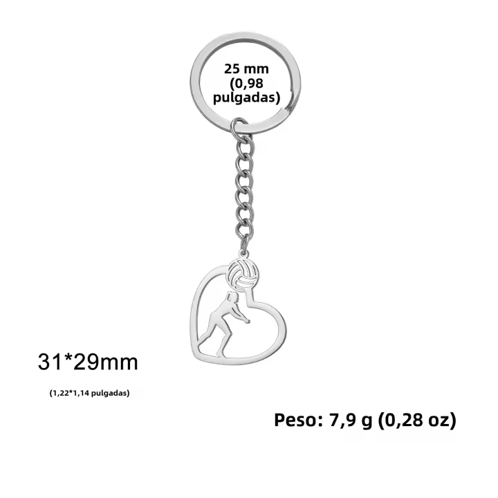 Llavero De Baloncesto De Acero Inoxidable Para Hombres Y Mujeres Colgante De Corazón Postura De Almohadilla Regalo Para Enthusiasts De Baloncesto - 1