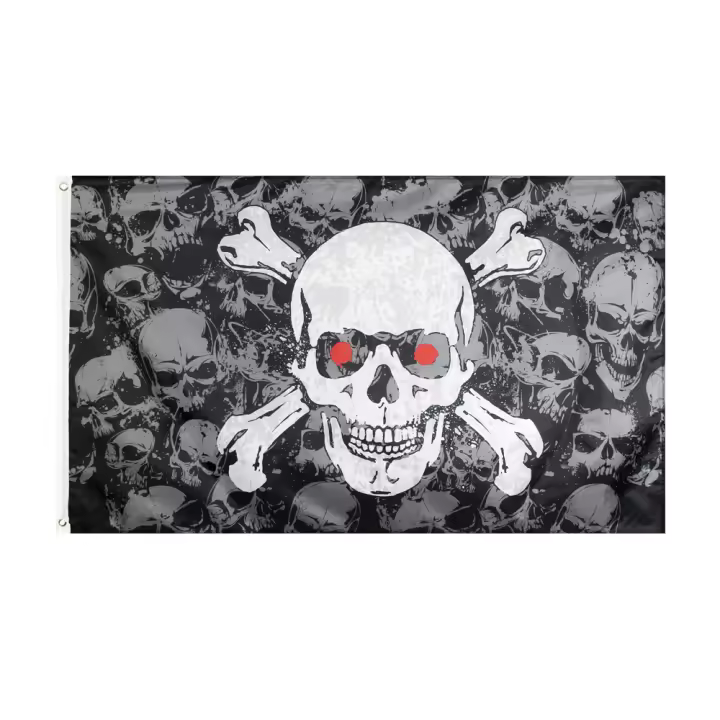 Bandeera De Skull Pile Jolly Roger De 90x150 CM Para Decoración Fabricada En Poliéster Super-Tex Estilo Colgante - 1
