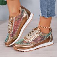 Zapatos Deportivos Casuales Para Mujer Talla Grande Con Encaje Delantero Y Suela Gruesa Zapatos Planos De Bajo Tobillo Unisex - details 1