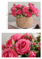 1PC Bouquet De Flores Artificiales Rosa Peonía Blanca Para Decoración De Casamientos Invierno Y Fiestas En Casa Plantas Falsas Baratas - details 11