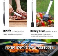 Utensilios Barbacoa de Acero Inoxidable Profesional Accesorios Barbacoa Parrilla Herramienta con Bolsa Fácil de Transportar (9 PCS) - details 4