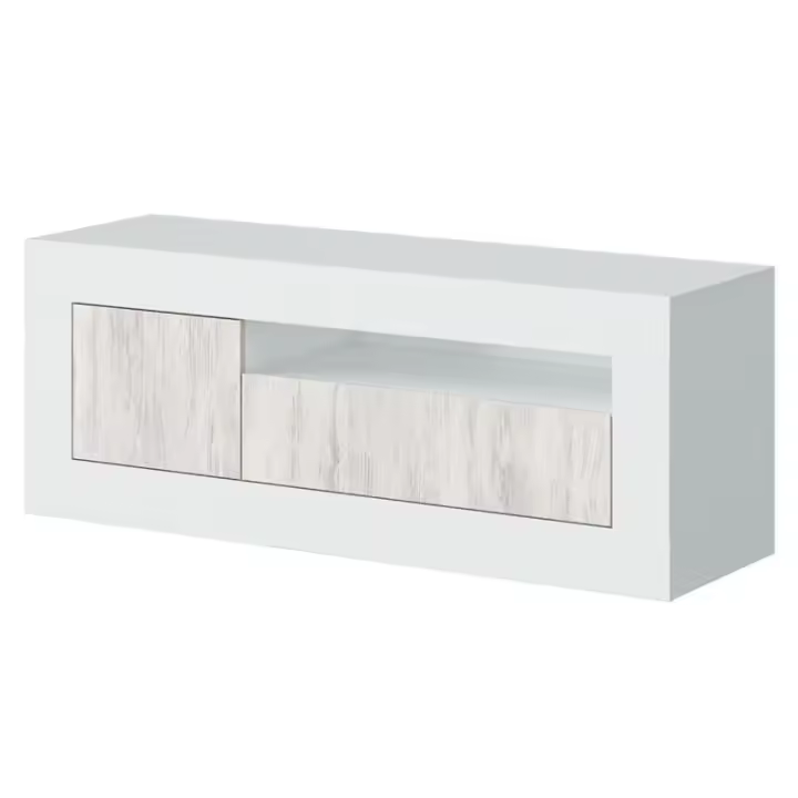 Miroytengo Mueble de televisión con 2 puertas y un hueco en blanco velho y blanco artik 53x139x42 cm - 1