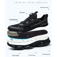 Zapatos de seguridad con amortiguación de aire para hombre, zapatillas de trabajo antigolpes e indestructibles, de malla transpirable, botas protectoras - details 0