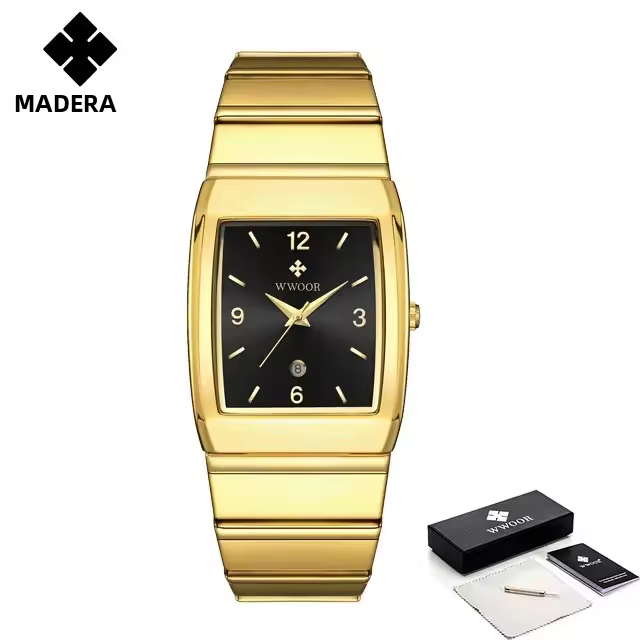 Reloj De Pulsera De Cuarzo Para Hombre WWOOR Moda Nueva Lujo Cuadrado Acero Inoxidable Impermeable Reloj De Mano Masculino - 1