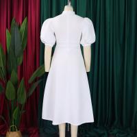 Vestido Elegante De Fiesta Para Mujer 2024 Con Cuello Con Lazo Manga Corta Cintura Alta A-Line Plisado Hasta El Tobillo Vestido De Cumpleaños - details 11