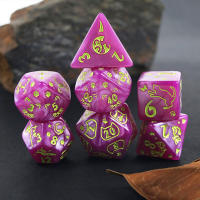 Juego De 7 Dados Multifacéticos Para RPG D&D D4/D6/D8/D10/D12/D20 Colores Aleatorios Juego De Tablero De Juegos De Mesa - details 1