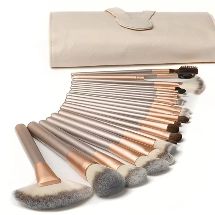 Juego de Broches de Maquillaje Profesionales de 18 puntos para Base, Rubor, Sombra de Ojos y Delineador de Ojos, with Bolsa de Cuero PU-Herramientas Belleza-El Rostro - 1