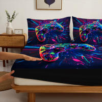3PC Juego De Sábanas Para Cama Con Diseño De Juego Colorido Y Brillante 1 Sábana De Encaje + 2 Fundas Para Almohadas Técnica De Impresión Digital Adecuado Para Todas Las Estaciones - details 6