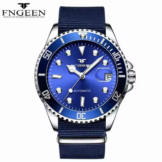 Reloj De Mezquita De Lujo Para Hombre FNGEEN 9001 Con Torbión Esqueleto Acero Inoxidable Automático Luminoso Fecha Diamante Resistente Al Choque - 1