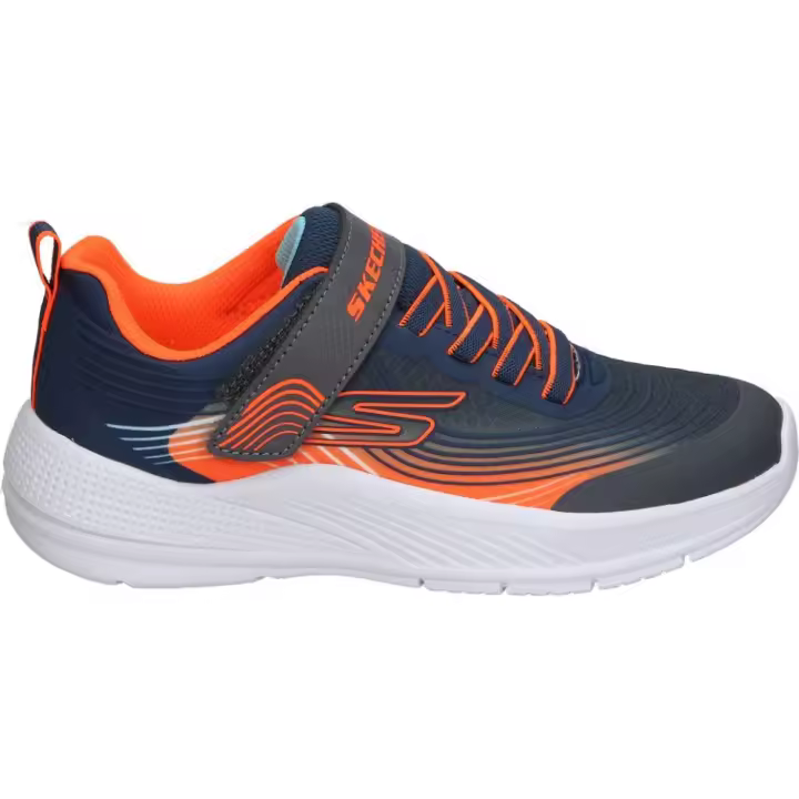 SKECHERS | Zapatillas Skechers Microspec Advance para Niño – Deportiva en Color Azul Marino y Naranja – Sneakers con Cordones y Velcro – Adaptive Closure – Apto para Lavadora – Cómodas y Versátiles – Modelo 403926L-NVOR - 1