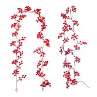 Guirnalda De Navidad Artificial De Bayas Rojas 175cm/190cm Planta Artificial Para Decoración De Hogar Arbol De Navidad Adorno De Boda Colgante - details 9