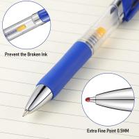 12pcs Bolígrafos Gel Retráctiles De Punta De Metal 0.5mm En Colores Clásicos Negro/Azul Rojo Para Escuela Escribir Suave Con Cuerpo Ergonómico - details 4