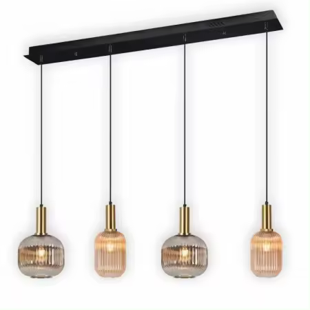 Lámpara Colgante Lineal Colección Bareim 4 Luces Ámbar/Fumé 120x100cm - 1