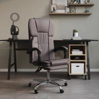 vidaXL Silla de oficina reclinable cuero sintético en color Negro/Gris | cómodas modernas ergonómicas para comedor cocina salón hogar - details 1