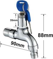 Lavadora Grifo Lavado con llave Grifo antirrobo con cerradura Grifo portátil con cerradura Adecuado para jardín, baño o lavadora Lavado de sala de alquiler, Plata - details 0