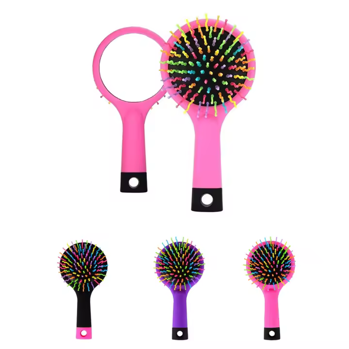 Cepillos de Pelo Antienredo 2uds , Cepillo de Pelo con Espejo y Puas Antitirones. Cepillo de Pelo Tamaño Pequeño Perfecto para el Bolso y la Mochila. Cepillo de Colores Diversos, Cepillo de Pelo con Puas Antiestáticas con Base Acolchada - Sandby - 1