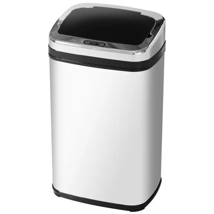 HOMCOM Papelera de Cocina 30L Cubo de Basura para la Cocina con Sensor Detector de Movimiento y Apertura Automático de Acero Inoxidable y ABS 33x25x58 cm Plata y Negro - 1