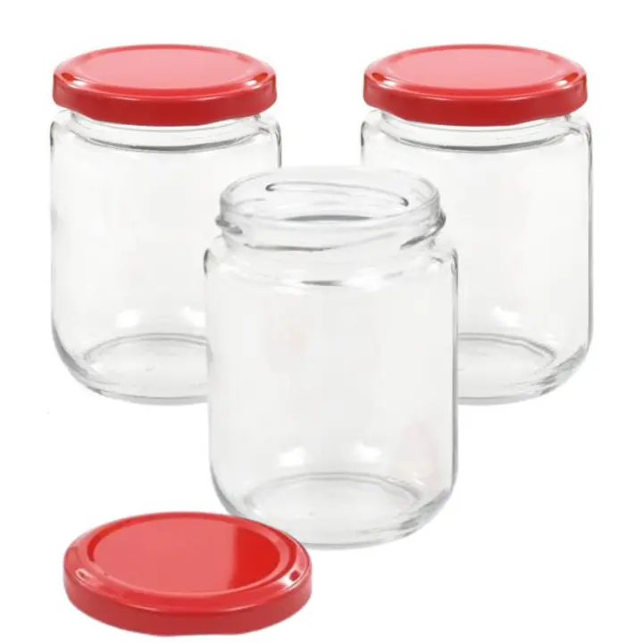MundoTarros - 12 Tarros de Cristal de 450 ml con Tapas Rojas Metálicas + EBook con 102 Recetas para Conservas + Etiquetas - Frascos con Tapa de Rosca para Alimentos Caseros - Bote Estanco - Incluye Etiquetas - Tarros Medianos - 1