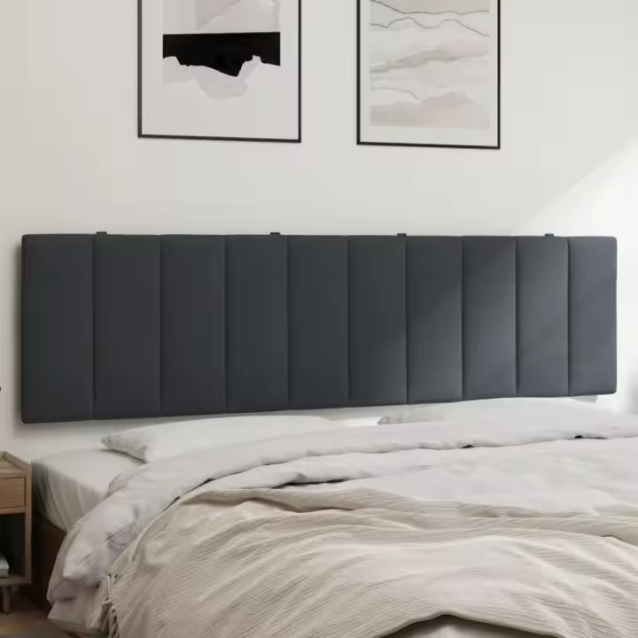 Cabecero de cama acolchado terciopelo gris oscuro 180 cm - 1