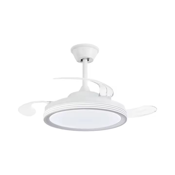 NARVI Ventilador de techo color Blanco, Palas retráctiles,Motor DC, Luz LED Regulable y Memoria. Mando a distancia. REF 8982 WH - 1