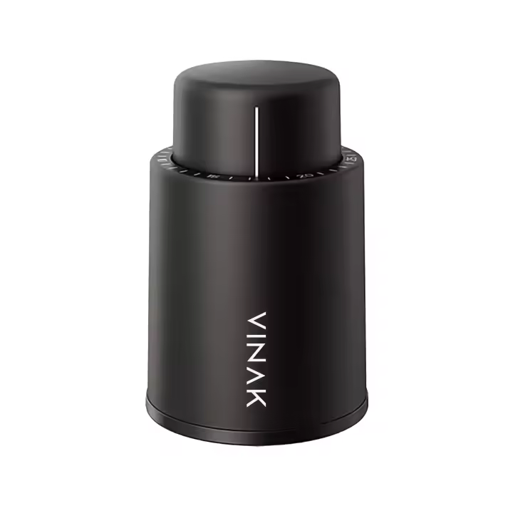 Tapón de Vino de vacío Time VINAK (1 Unidad)  Mejora la conservación de vinos extrayendo el oxígeno de la Botella  Permite Registrar el día de Cierre  Reutilizable - 1