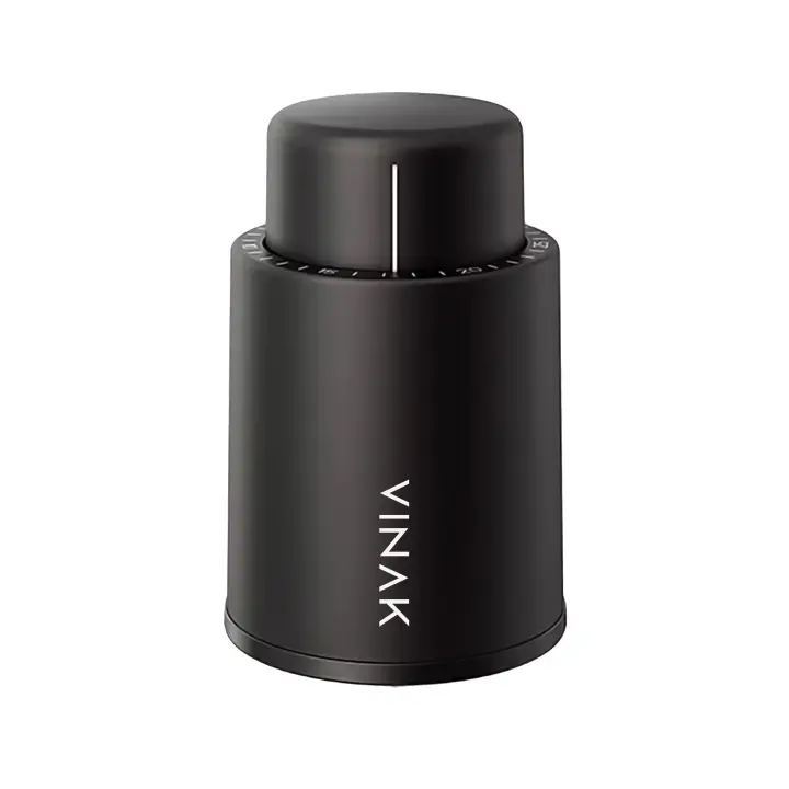 Tapón de Vino de vacío Time VINAK (1 Unidad)  Mejora la conservación de vinos extrayendo el oxígeno de la Botella  Permite Registrar el día de Cierre  Reutilizable - 1