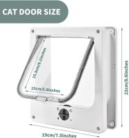 4 Posiciones Gato Flap Cat Flap con Túnel Recorte Cubierta Perro Gato Flap Puerta con Cerradura Pequeño Animal Gato Flaps Cat Mate Bloqueable Fácil de Instalar Blanco (M) - details 2