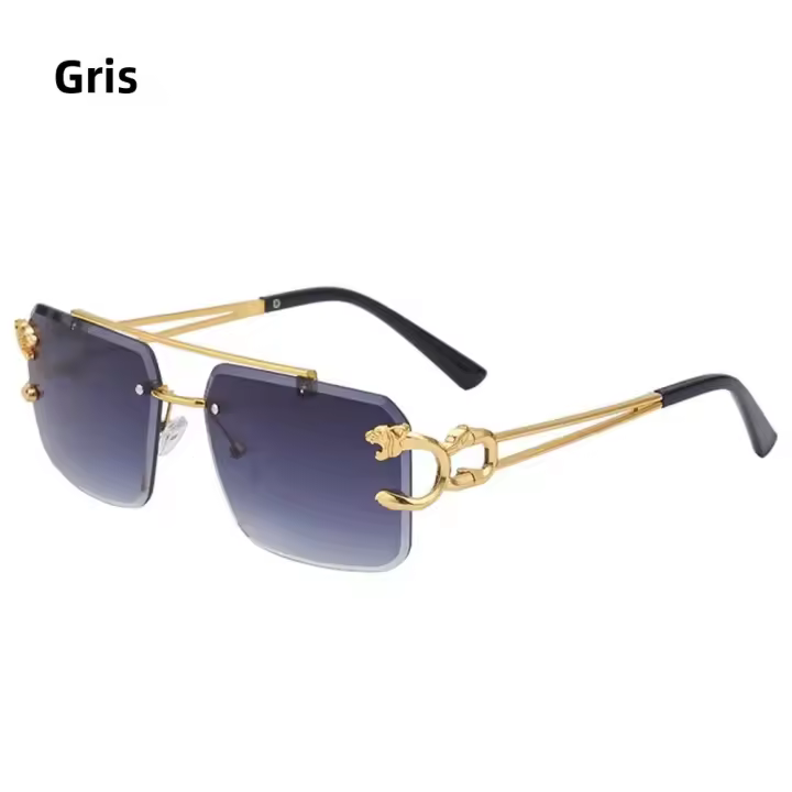 Gafas De Sol Sin Montura Vintage 2024 Para Hombres Y Mujeres Con Puente Doble Graduación Y Protección UV400 Lentes Cuadradas Oversized - 1