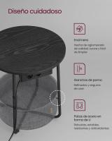 Mesa Auxiliar Redonda con Tomas de Corriente y Cesta de Tela - Espaciosa Mesa Lateral para Salón, Dormitorio o Mesita de Noche, Estilo Moderno - details 18