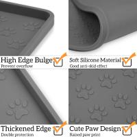 Alfombrilla De Comida Para Perros Con Huellas De Silicona Límite Elevado Anti-Desbordamiento Placemat Para Tazas De Alimentos Y Agua Para Mascotas Universal - details 0