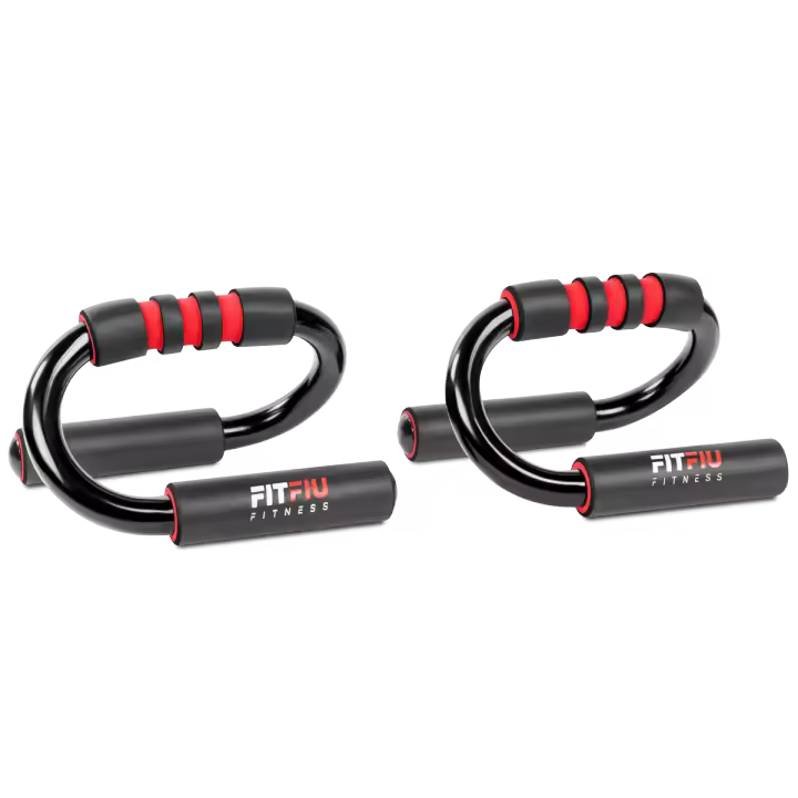 FITFIU Fitness PUSHUP-BAR - Soporte para flexiones de acero con mangos acolchados, entrenamientos de fuerza, musculación y cross training, Barra para flexiones peso máx. 150kg - 1