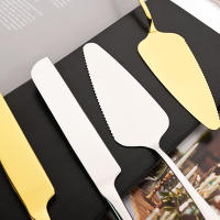 Juego De 2 Piezas De Cuchillería En Oro Acero Inoxidable Cuchillo Para Pasteles Mano Larga Shovel Pizza Herramienta De Cocina Utensilios De Plata - details 4