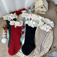 Calcetines Altos Para Bebés Niñas Otoño Invierno Con Encaje Y Volante Algodón Princesa Navidad Para 0-5 Años Talla True Fit - details 0