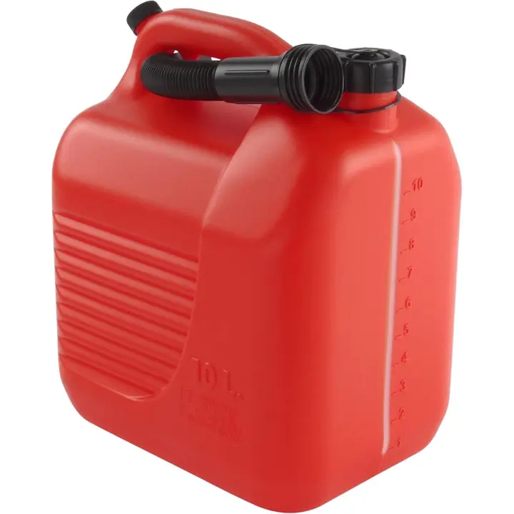 Tayg Bidón 10L Carburante con Canula Plástico Rojo: Bidón resistente de 10L con canula para el manejo seguro de carburantes. - 1