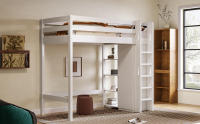 Cama Infantil Cama Elevada 90x200 cm, somier individual con Armaro Y 6 estantes, Blanco, material de alta calidad, fácil de Monar, estable y duradero (sin colchón) - details 6