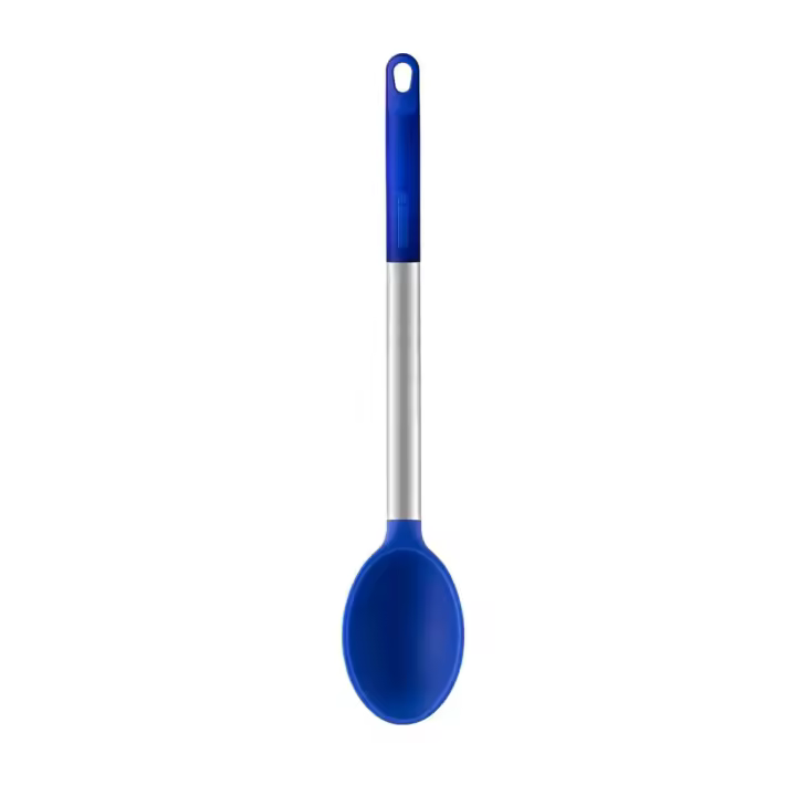 Monix Solid+ - Utensilios de cocina resistentes al calor en color azul. Espátula, rasera, cazo, cuchara, pinzas y espumadera - 1