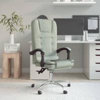 vidaXL Silla de oficina reclinable con masaje terciopelo gris claro - details 0