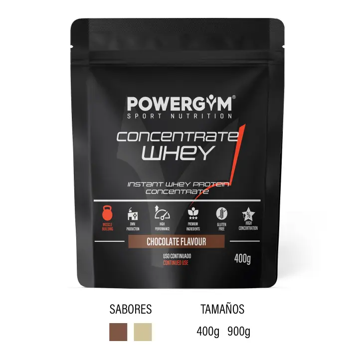 POWERGYM  CONCENTRATE WHEY - Alimento a base de proteína de suero de leche - El alto contenido de proteínas contribuye a aumentar y conservar la masa muscular. Contribuye a la mejora del rendimiento en el ejercicio. - 1