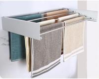 KingnetStore - Tendedero de Pared Tendedero Extensible de Diseño Compacto Tendedero de Ropa Plegable ideal para Baño o Balcón. Tendedero Plegable de Pared, Retráctil con 30 kg de Capacidad Aluminio Resistente. Blanco/Negro 80/100 CM con 5 Barras Ajustable - details 1